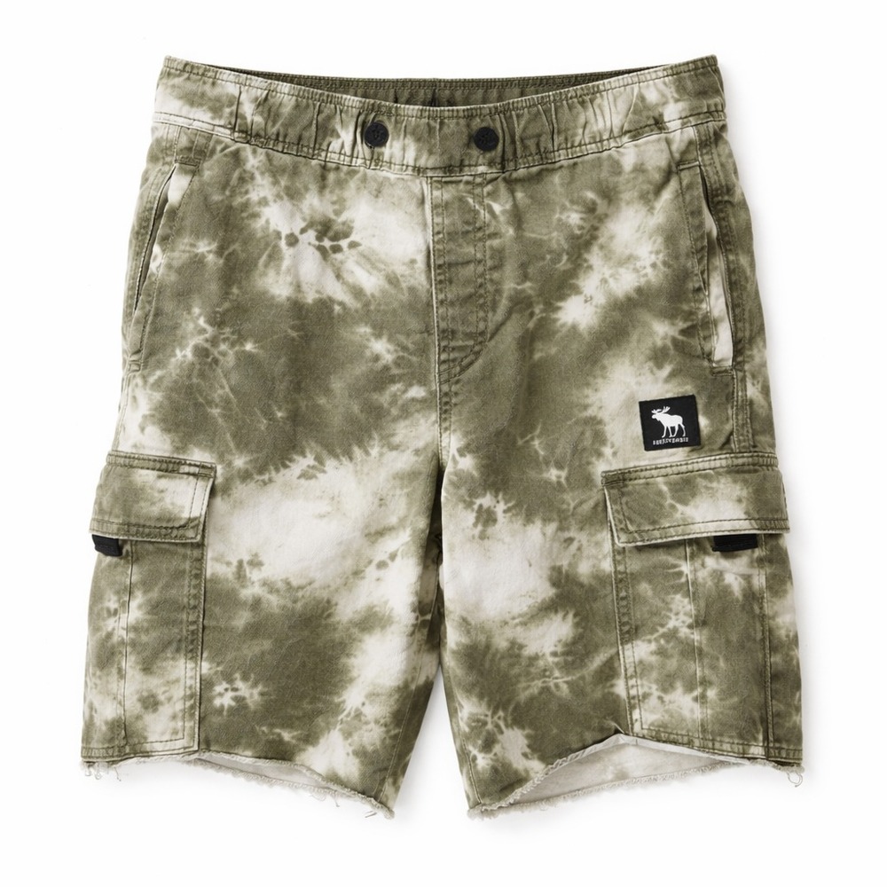 26. Abercrombie Kids 13/14 Tie Dye Cargo Utility Shorts Olive Green